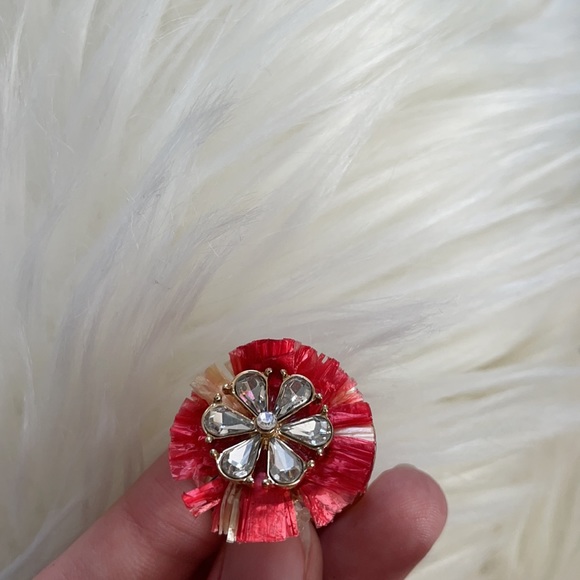 NWT Cato gold red color paper flower statement ring costume jewelry floral ring - Picture 9 of 16